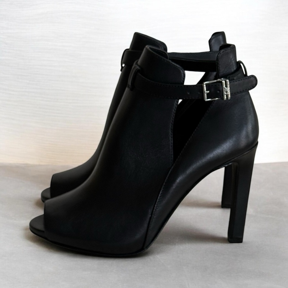NWOT Michael Kors Black Lawson Open Toe Stiletto Heel Ankle Boots! Size 6! - Picture 3 of 12